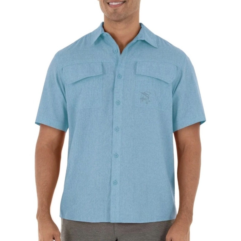 GUY HARVEY Men M Performance‎ Button Vented Short Sleeve Fishing Shirt Polo NEW